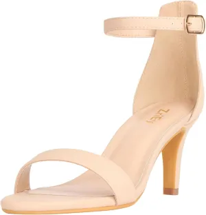 ZriEy Women's Heeled Sandals 4 Inches Open Toe Stiletto High Heels Ankle Strap Fashion Bridal Party Wedding Pump Shoes